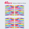 40 pieces of rainbow reflective stickers arranged in multiple rows for safety use