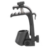 A black shockproof microphone clip designed for mounting on drums and instruments.
