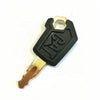 A black ignition switch key set for a heavy-duty excavator, featuring a brass blade and a hexagonal key head.