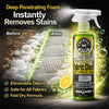 Bouteille de produit nettoyant Citrus Fabric Clean avec pulvérisateur, montrant sa capacité à éliminer les taches