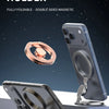 A close-up view of a foldable magnetic phone grip and ring holder designed for MagSafe compatible phones.