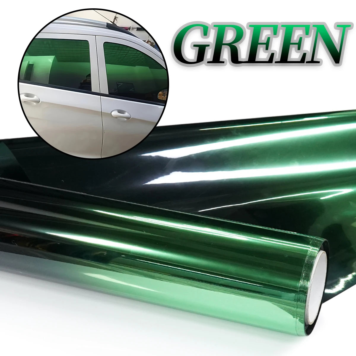 Roll of green color changing solar window tint film for car windshields