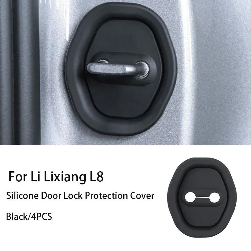 Black silicone door lock protection cover for Li Lixiang L8 car door.