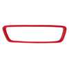 Red silicone edge protector for a vehicle's rearview mirror.