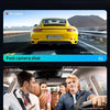 A series of screenshots showing various driving and in-car shots captured by a dual-lens dashcam.