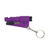 Purple 3-in-1 car emergency safety tool kit with a metal keyring.