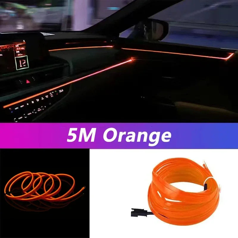 Ruban de LED néon orange flexible enroulé et droit pour automobile ou décoration
