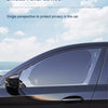 A close-up view of a dark car side window with a protective shading film applied, demonstrating good shading performance.