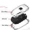 A set of protective covers made of zinc alloy and silicone for a universal car key fob.