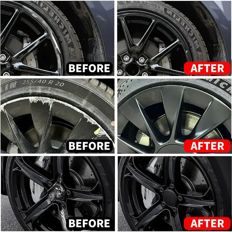 Vorher-Nachher-Vergleich, das professionelle Retuschierstift für die Autokörperreparatur an einem Felgenrad.