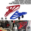 CNC aluminum front sprocket cover for Honda CR250R and Yamaha YZ125/YZ125X dirt bikes in red and blue colors