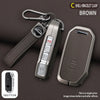 Brown shell bracelet clasp key fob cover for Kia vehicles shown with a separate button and before and after effects.