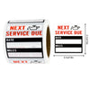 Roll of oil change reminder stickers with space for date and miles
