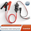 A red and black electronic parking brake caliper motor release tool with a cord, shown for automotive motor testing.
