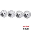 Set of four silver aluminum dice valve caps for tires