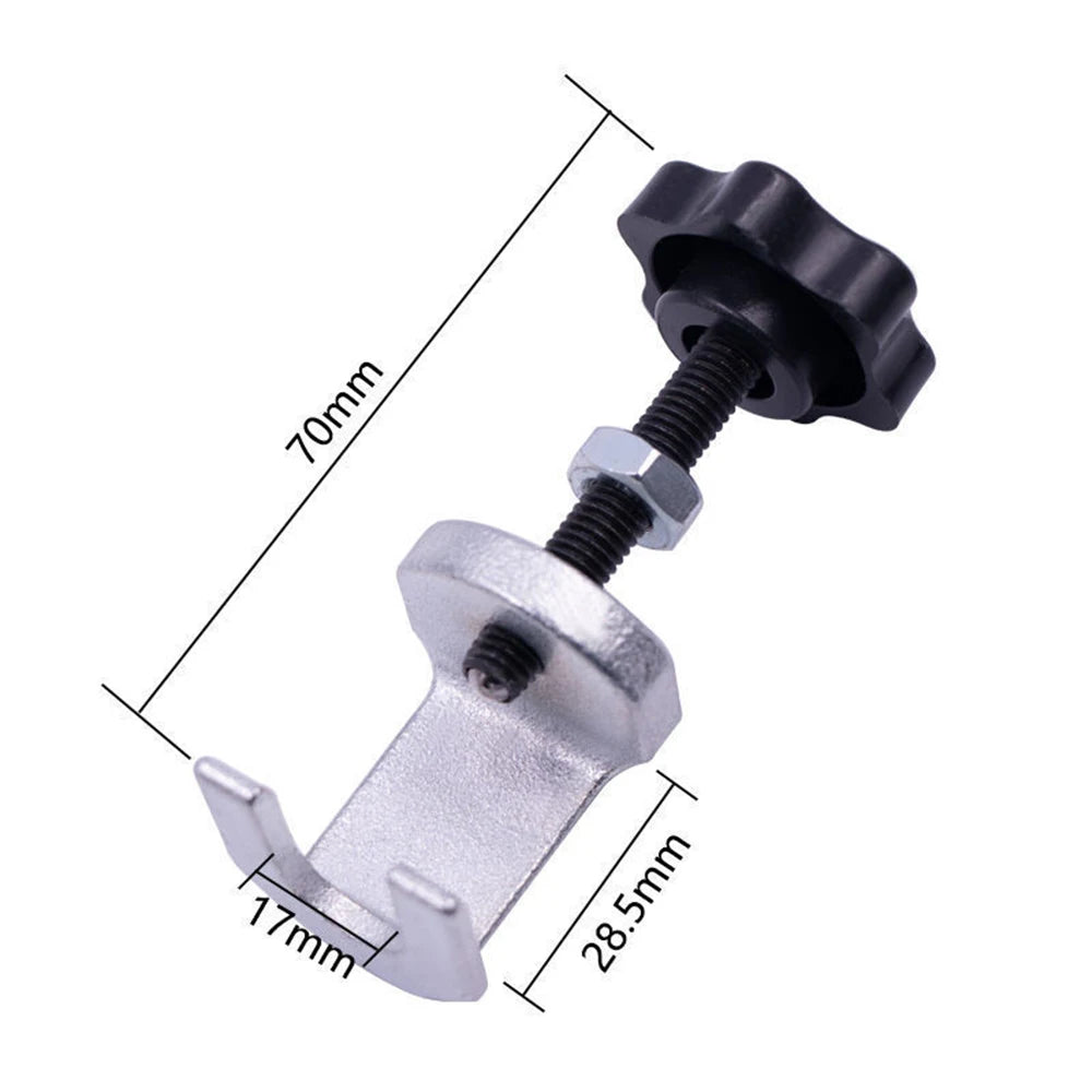 A silver heavy-duty wiper arm removal tool with a black threaded shaft and mounting bracket.