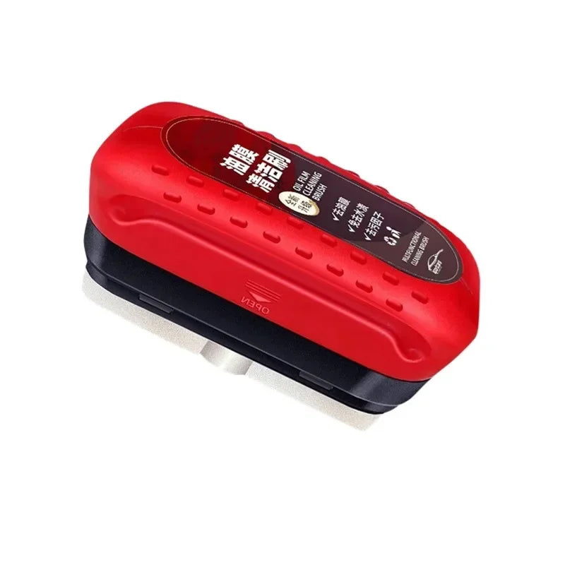 A red and black professional windshield cleaning brush set.