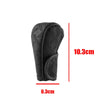 Black artificial leather handbrake cover for car interior shown from the top and side.