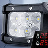 Barre lumineuse LED noire avec plusieurs LED blanches brillantes sur fond gris.