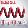 Red black wire-2 conductor parallel cable showing flexibility and insulation.