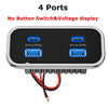 Black electrical panel with four ports for charging, featuring 5V 3.1A output on two ports.