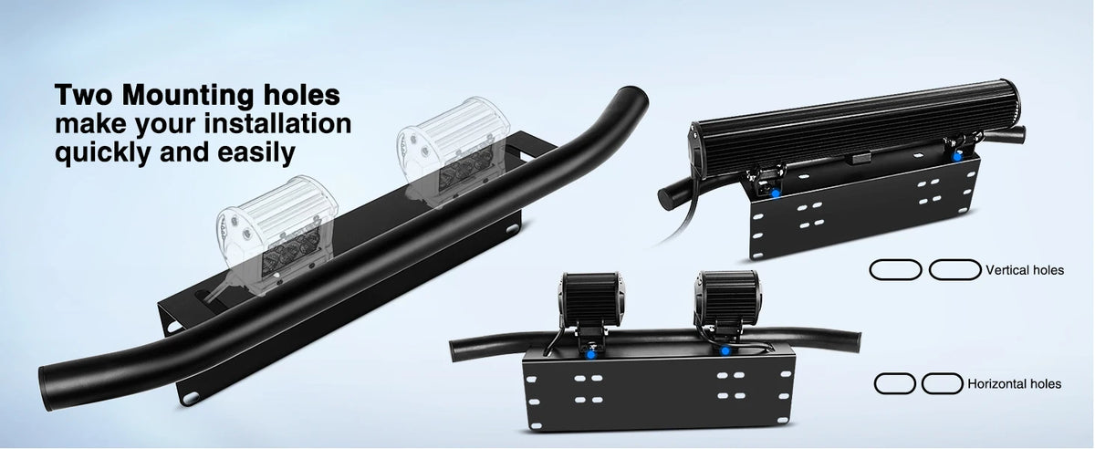 Two mounting holes make installation quick and easy for a high-intensity LED light bar.
