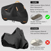 A comparison showing a durable 300D nylon motorcycle cover versus an ordinary material cover.