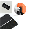 Kit de instalación de película para ventanas negro, mostrando una herramienta rectangular y una almohadilla de fieltro negra 