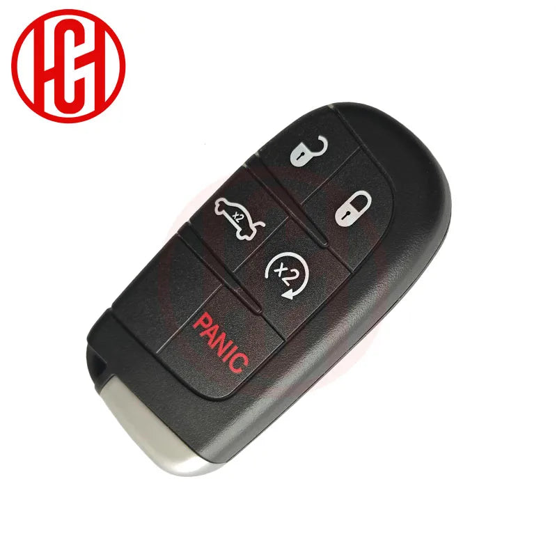 A black universal car key shell cover for Dodge, Jeep, and Chrysler vehicles with various buttons.
