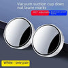 A pair of white 360° adjustable explosion-proof suction cup mirrors for car blind spots.