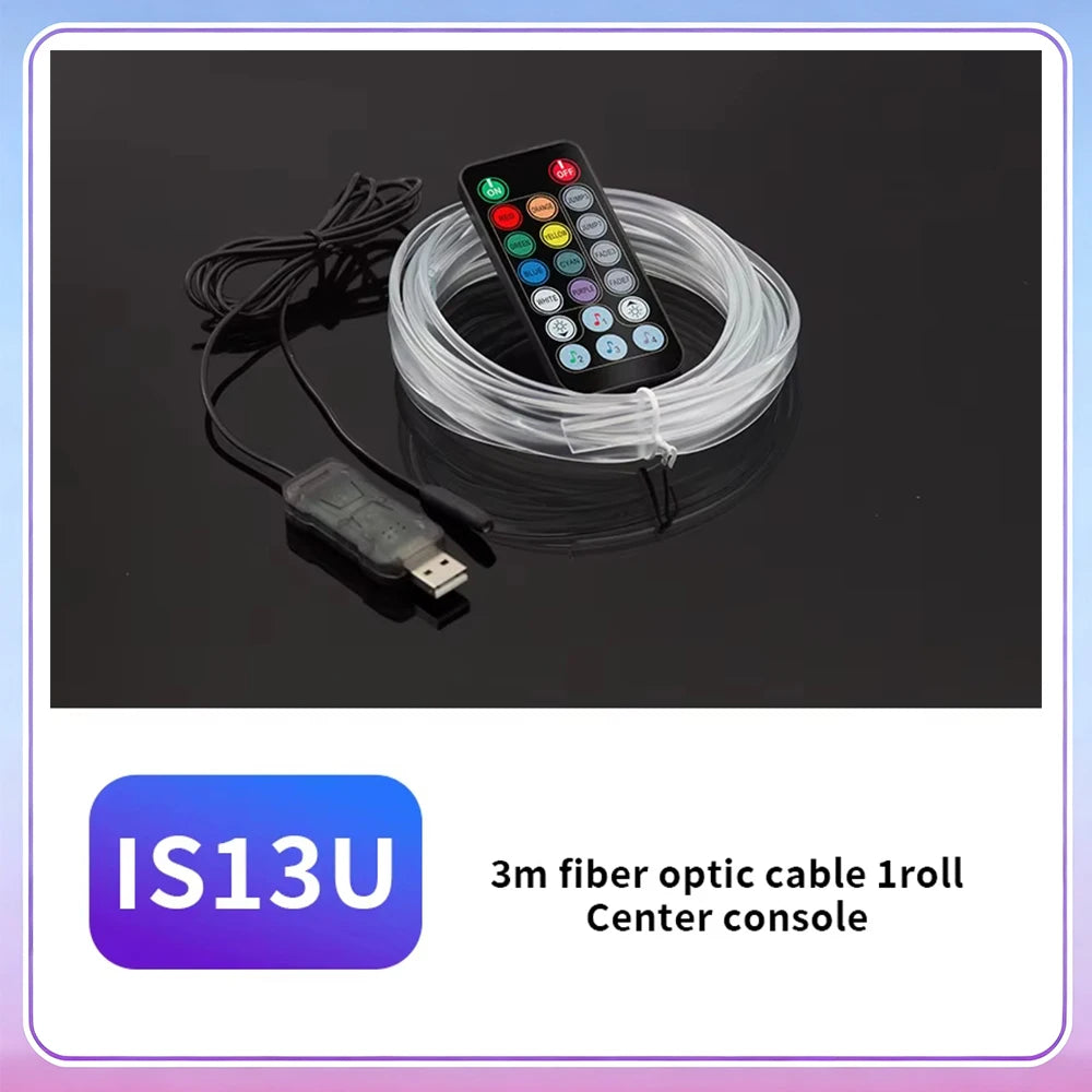 A roll of 3m fiber optic cable with a remote control for a center console