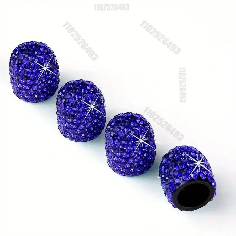 A set of deep purple crystal diamond finish tire valve caps