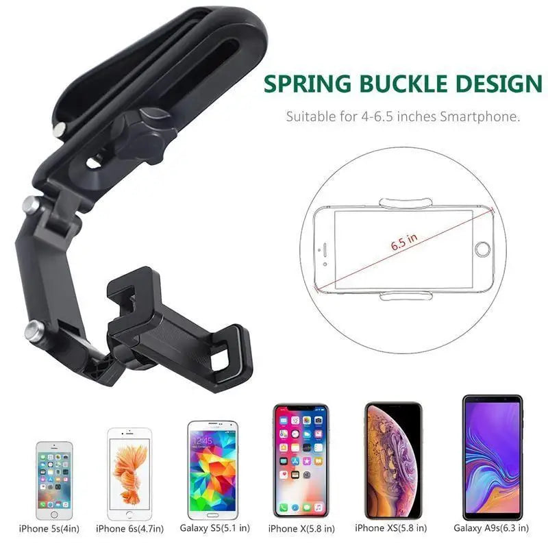 Black spring buckle design 360 degree rotating phone mount suitable for 4-6.5 inch smartphones