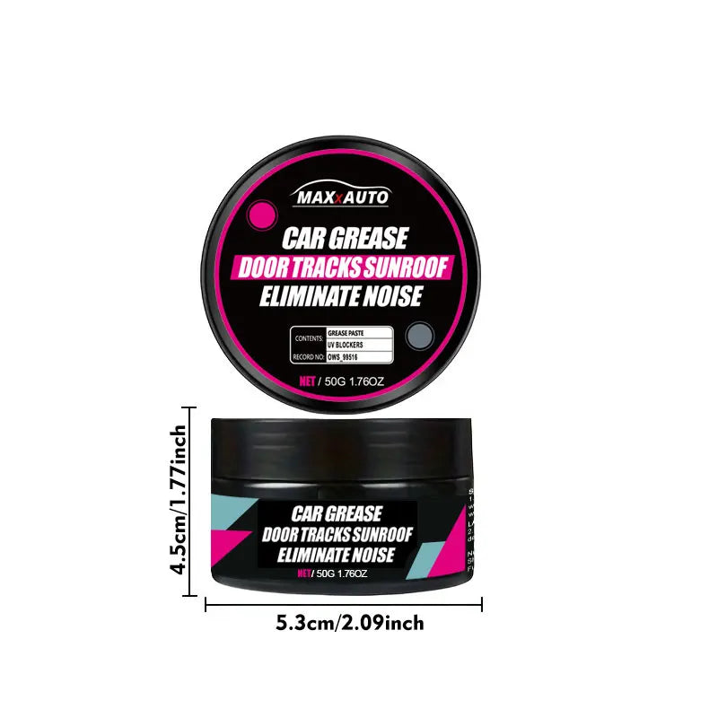 Black jar of car grease for door tracks and sunroof noise elimination