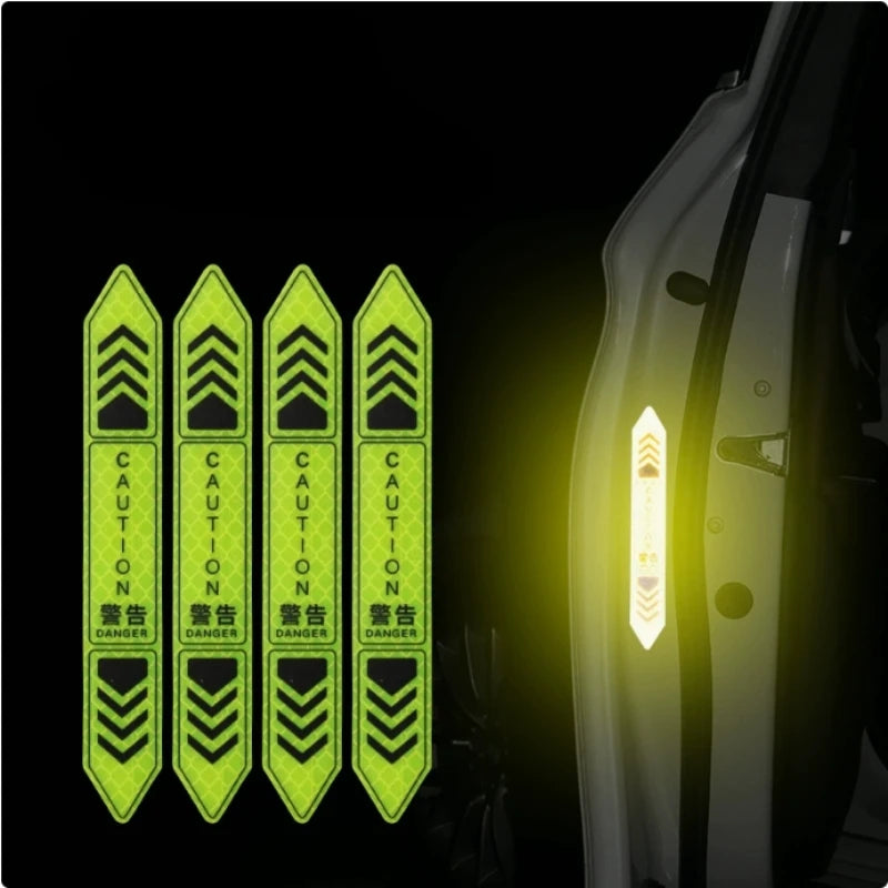 Four reflective decals warning for car door open danger