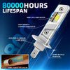 A silver aviation aluminum lamp body with new LED lamp beads and a buckle, highlighting its 80,000 hours lifespan.