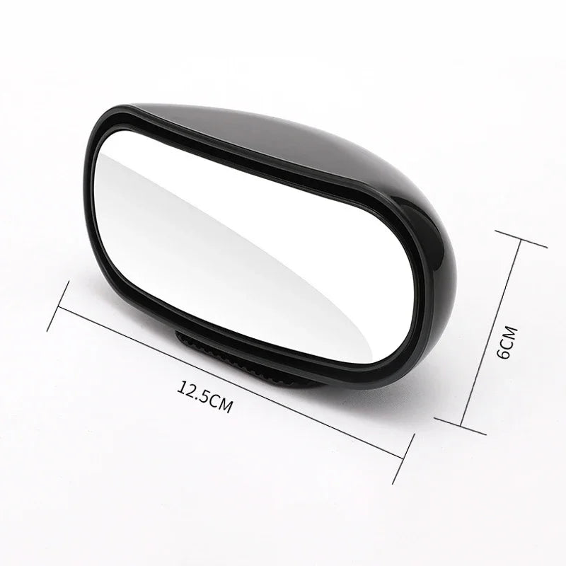 Schwarzer, ovaler 360°-Allrounder-Rückspiegel für Auto, Maße 12,5cm x 6cm.