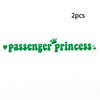 Two green car stickers featuring a princess theme for rearview mirrors