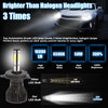 A pair of super bright LED headlight bulbs demonstrating a powerful beam pattern.
