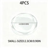 Four crystal clear ignition button protectors, each measuring 2.3cm or 0.90 inches.