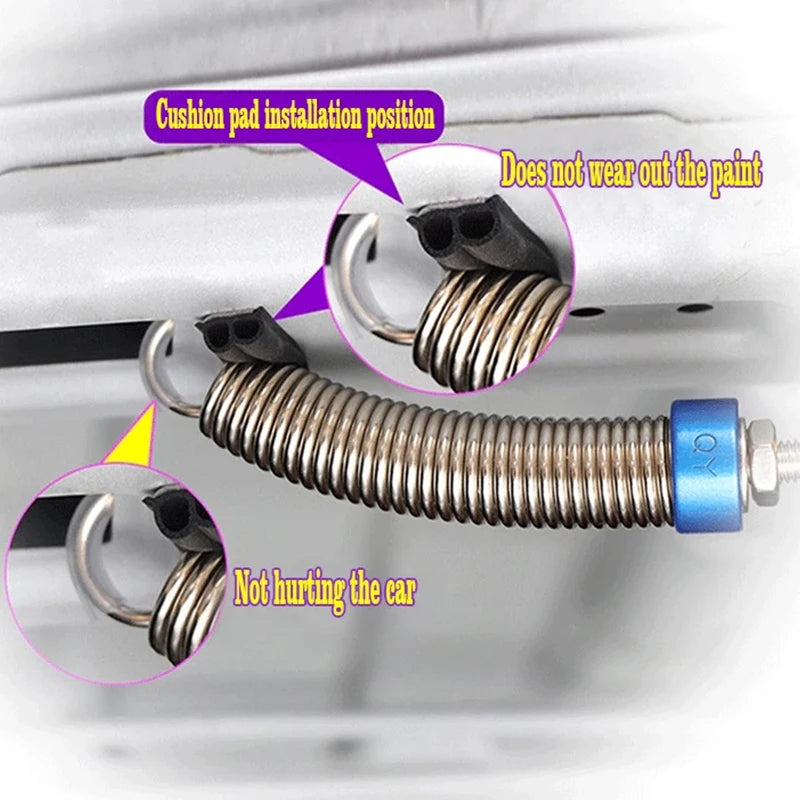 Close-up view of an automatic car trunk lid lifter spring showing installation and durability features.