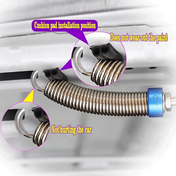 Close-up view of an automatic car trunk lid lifter spring showing installation and durability features.