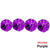Set of four purple aluminum dice valve caps for tires