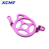 A pink aluminum engine guard designed for off-road motorcycles.