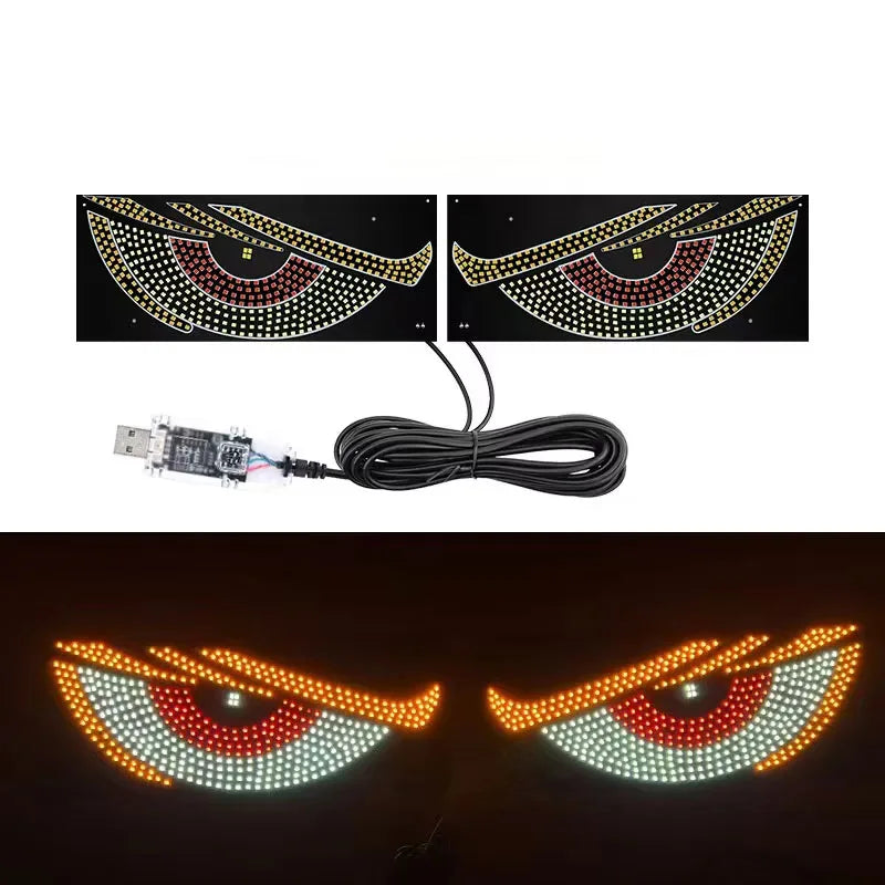 An RGB dynamic demon eye light display featuring intricate patterns of colored lights.