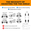 Diagram illustrating the necessity of adjusting the toe angle for improved driving stability and vehicle handling.