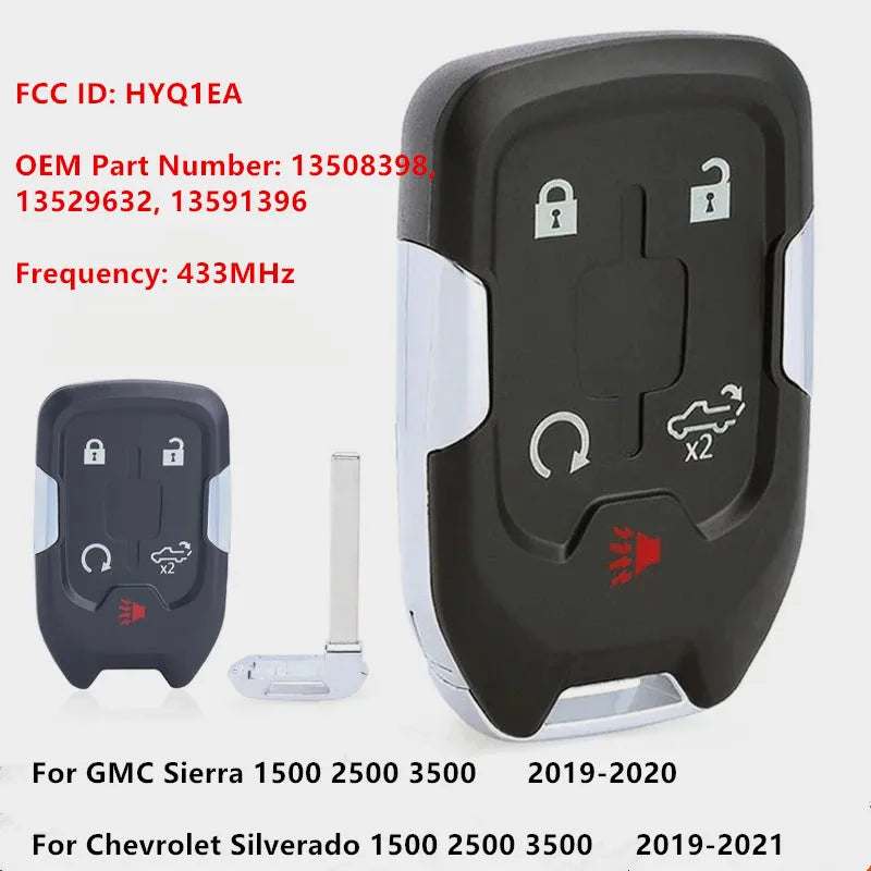 Black universal key fob for GMC Sierra and Chevrolet Silverado models