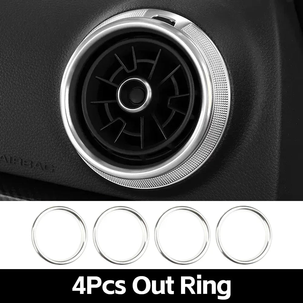 Four silver out rings for interior air vent trim covers