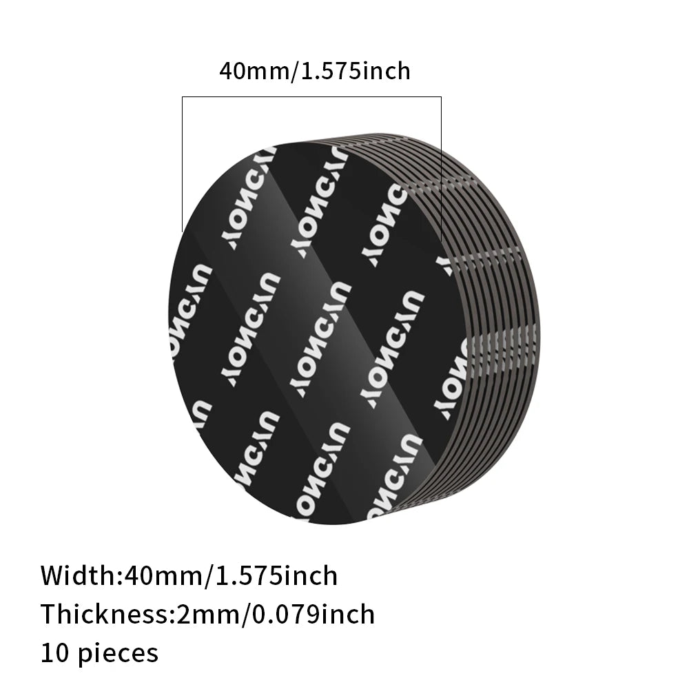 A circular black adhesive pad with a diameter of 40mm and a thickness of 2mm, shown from the side.
