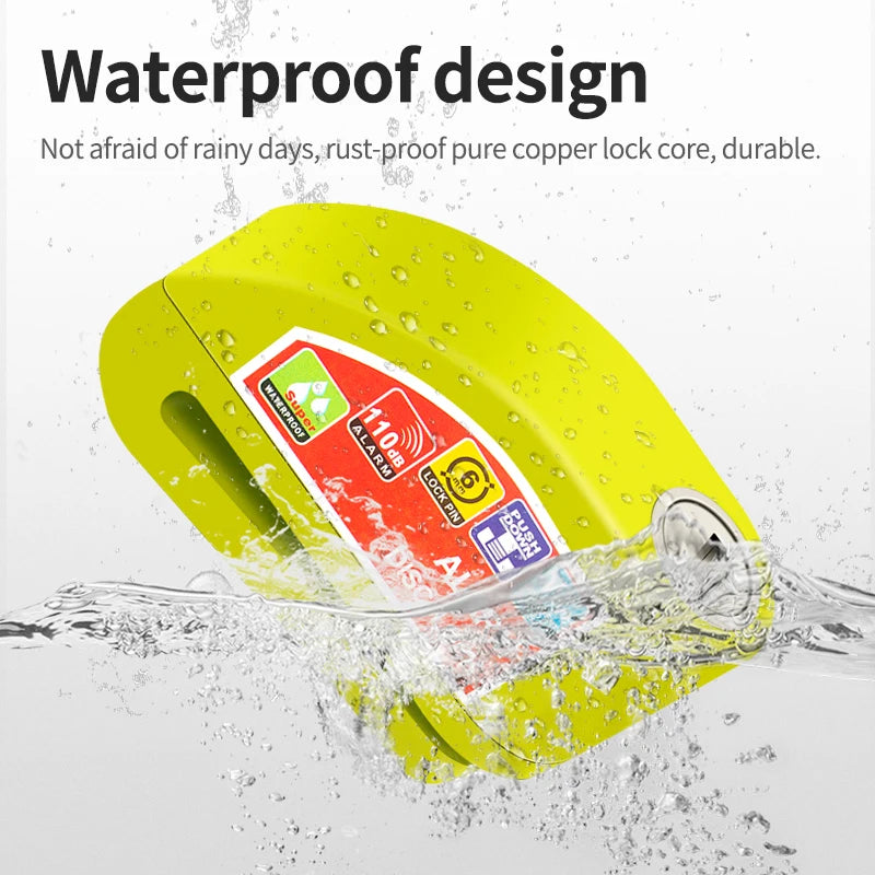 Yellow waterproof lock core for motorcycle and bicycle security.
